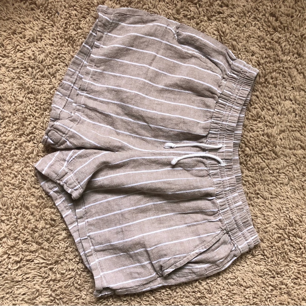 striped linen shorts
